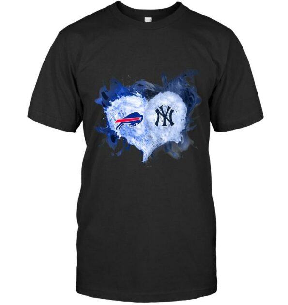 BUFFALO-BILLS-Mlb-New-York-Yankees-And-New-York-Yankees-Flaming-Heart-Fan-T-SHIRT-2023