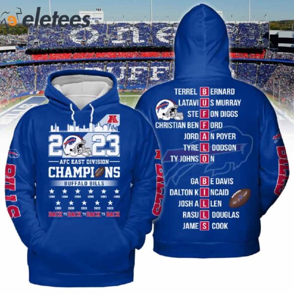 Bills AFC East Division Champions 2023 3D Hoodie