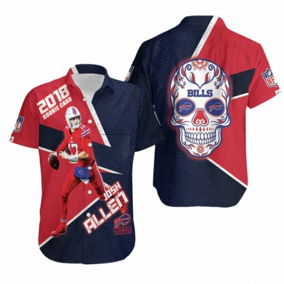 Josh-Allen-17-Rookie-Card-Lava-Skull-Buffalo-Bills-Red-Black-For-Bills-Fans-Hawaiian-Shirt