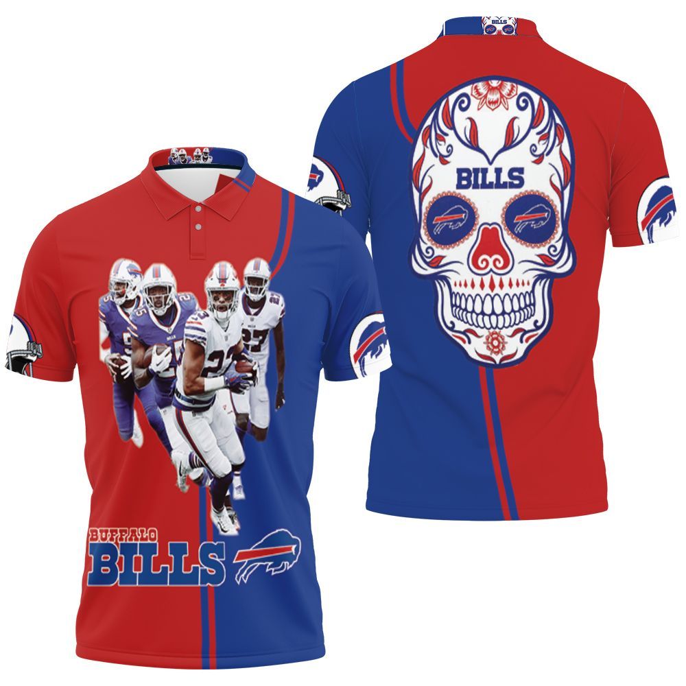 Buffalo-Bills-2021-Afc-East-Division-Champions-Poco-Loco-Skull-3D-Polo-Shirt-Jersey-1