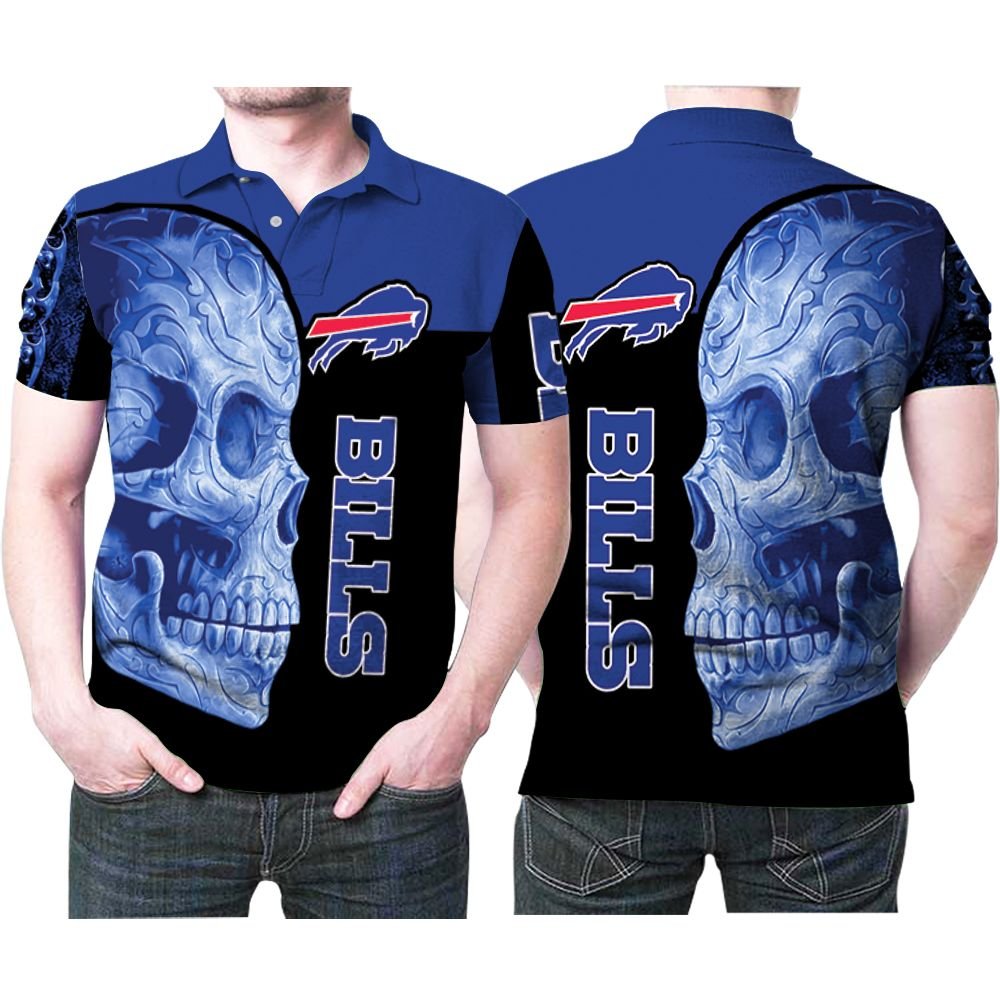 Sugar-Skull-Buffalo-Bills-Flowers-Pattern-3D-Printed-Gift-For-Buffalo-Bills-Fan-Polo-Shirt