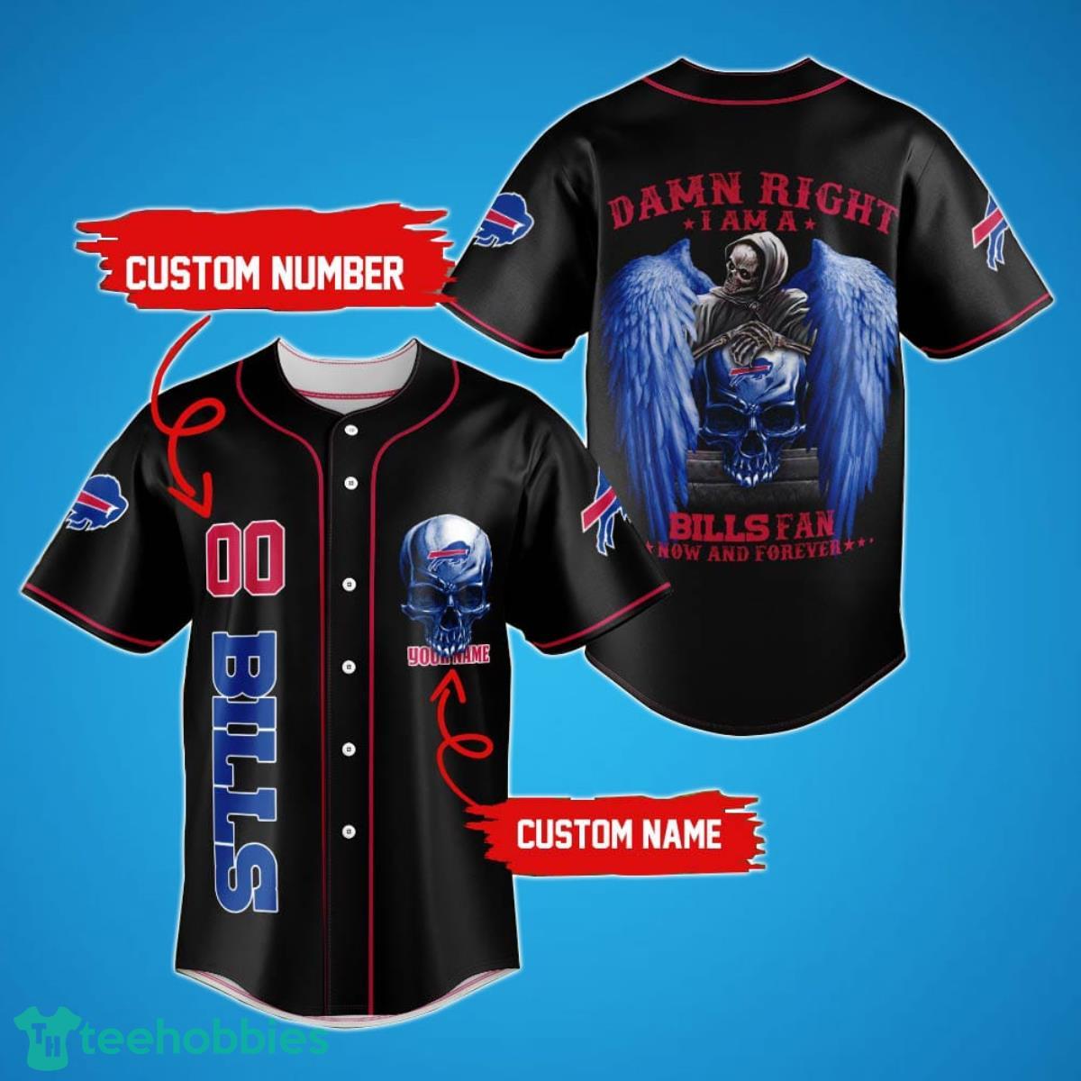 Buffalo-Bills-Damn-Right-Skull-NFL-Custom-Name-Number-Baseball-Jersey-Shirt-for-Fans