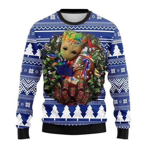 Buffalo-Bills-Groot-Hug-Football-Christmas-Wreath-Ugly-Sweater-Buffalo-Bills-Christmas-Sweater
