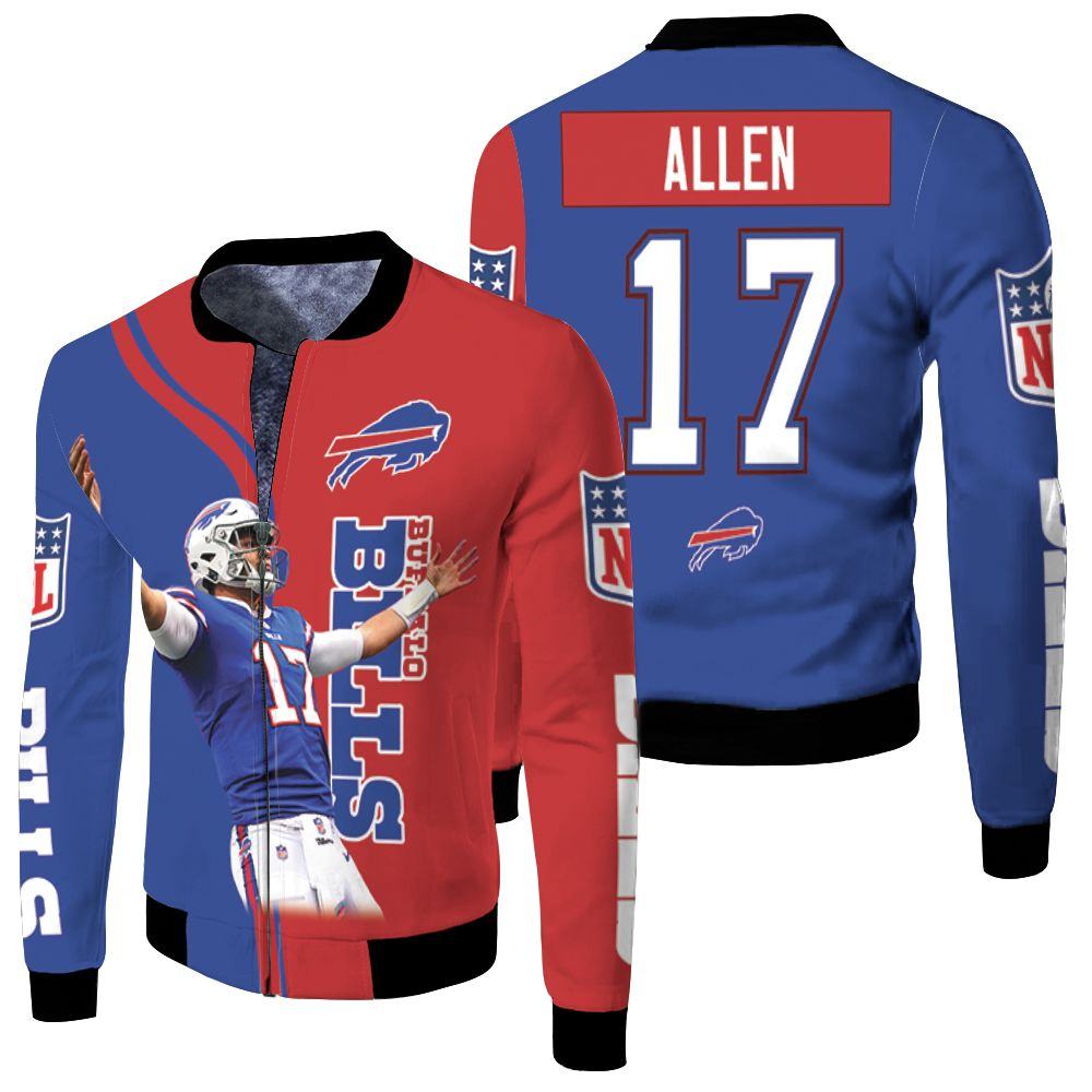 Buffalo-Bills-Number-17-Josh-Allen-Fleece-Bomber-Jacket