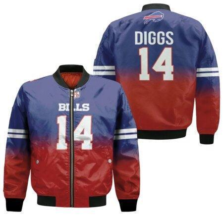 Buffalo-Bills-Stefon-Diggs-14-Great-Player-Nfl-American-Football-Team-Royal-Color-Crash-3d-Designed-Allover-Gift-For-Bills-Fans-Bomber-Jacket