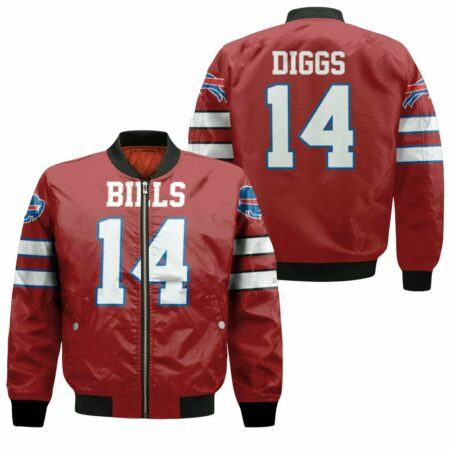 Buffalo-Bills-Stefon-Diggs-14-Red-Jersey-Inspired-Style-Bomber-Jacket