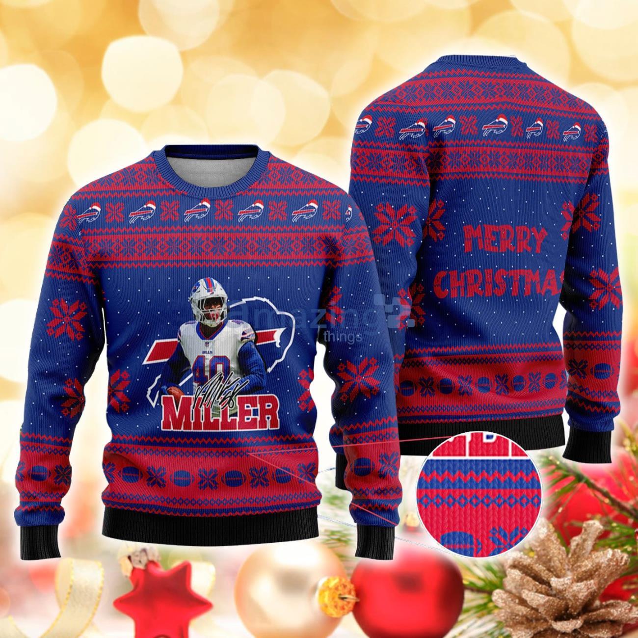 Buffalo-Bills-nfl-Von-Miller-42-Christmas-Knitted-Sweater-for-fan