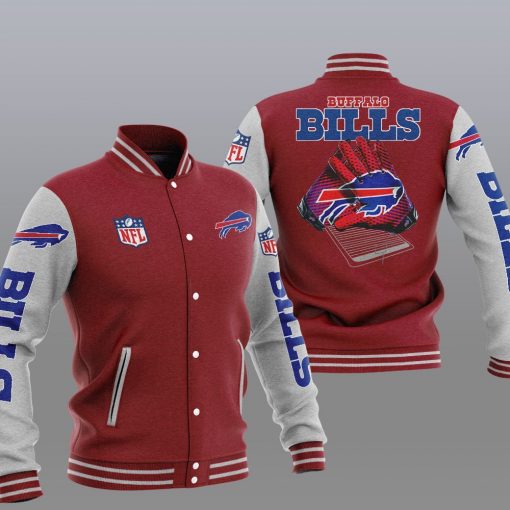 NFL-Buffalo-Bills-gray-Red-Baseball-Jacket-custom-for-fan