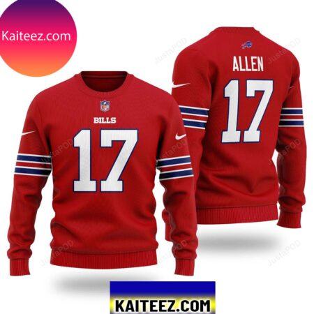 Nfl-Buffalo-Bills-ugly-sweater-christmas-Josh-Allen-17-red-edition
