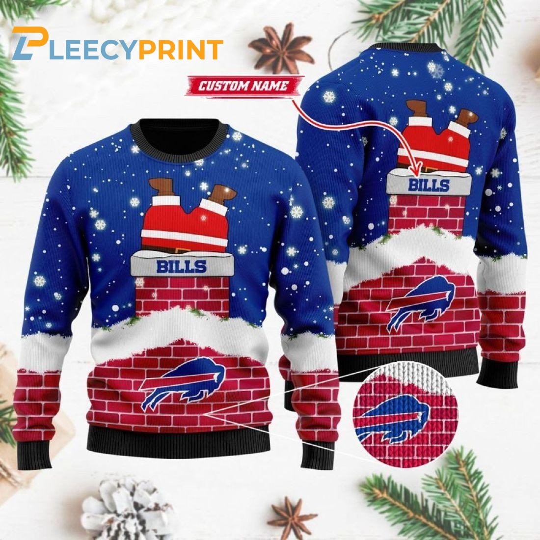 Personalized-Buffalo-Bills-Funny-Santa-Claus-In-The-Chimney-Ugly-Christmas-Sweater
