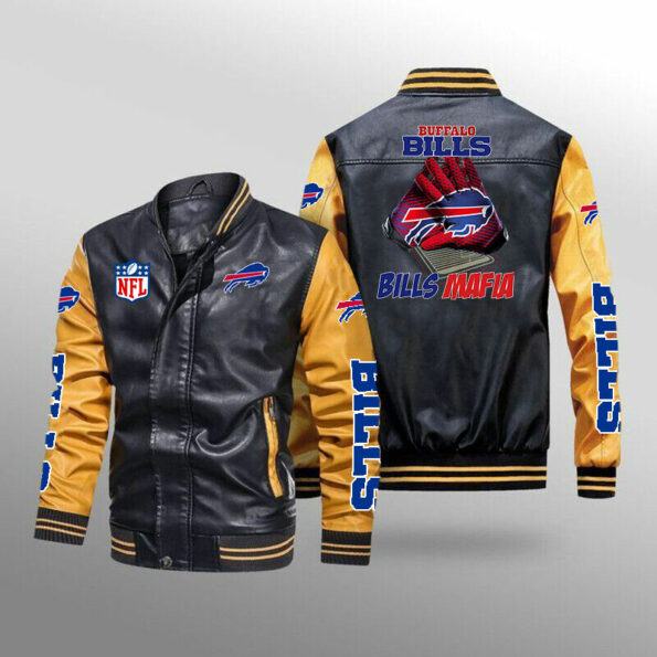 buffalo bills NFl 3D glove football, men’s bomber leather jacket