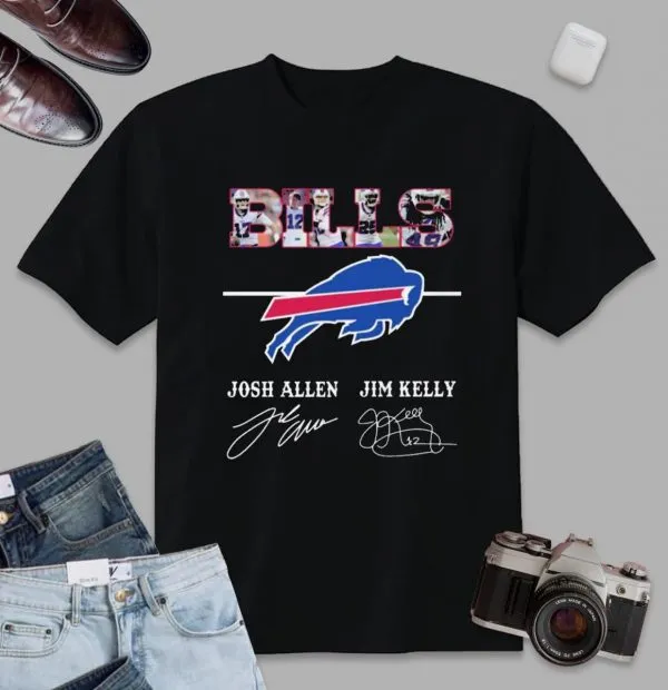 NFL Buffalo Bills T-shirt Josh Allen And Jim Kelly Of Signatures