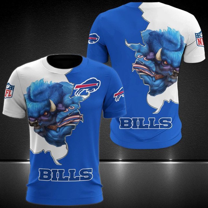 NFL-Buffalo-Bills-White-Blue-Mascot-T-Shirt