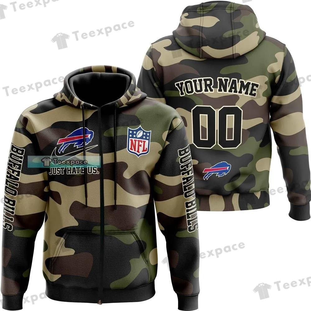 Personalized Name Buffalo Bills Camo Just Hate Us Hoodie