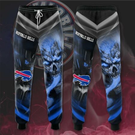 Buffalo-Bills-Mens-Sweatpants-smoke-skull-Casual-Drawstring-Trousers-Training-Pants-Fan-Gift