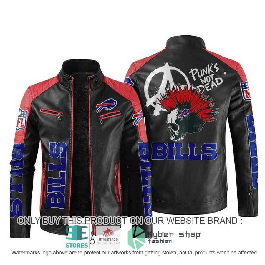Buffalo-Bills-Punk's-Not-Dead-Skull-motocycle-block-biker-leather-jacket