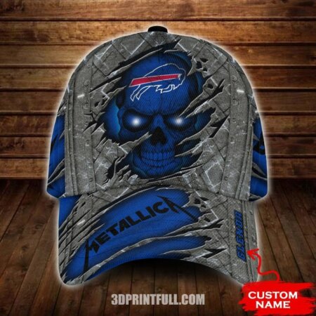 NFL-Buffalo-Bills-3D-Cap-blue-skull-Custom-name