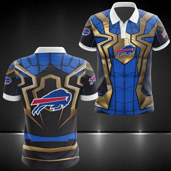 NFL-Buffalo-Bills-Blue-Golden-3D-Spider-Man-Edition-golf-Polo-Shirt
