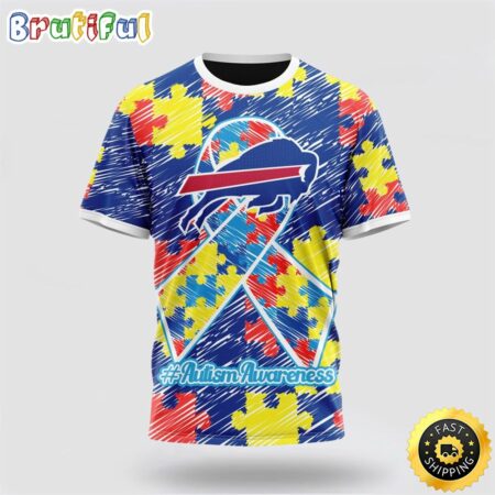 NFL Buffalo Bills All Over Print 3D T Shirt Puzzle Autism Awareness Unisex Tshirt