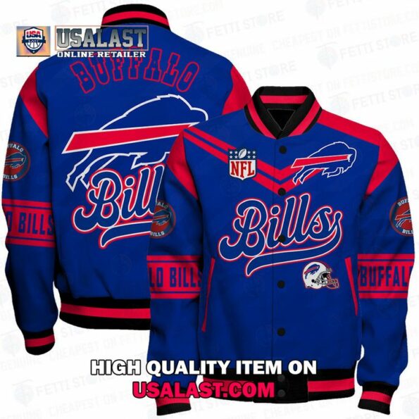 Buffalo Bills Big Logo NFL Varsity Jacket – This design is modern and stylish.