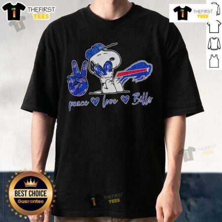 Top Buffalo Bills Peanuts Peace Love Bills T-Shirt