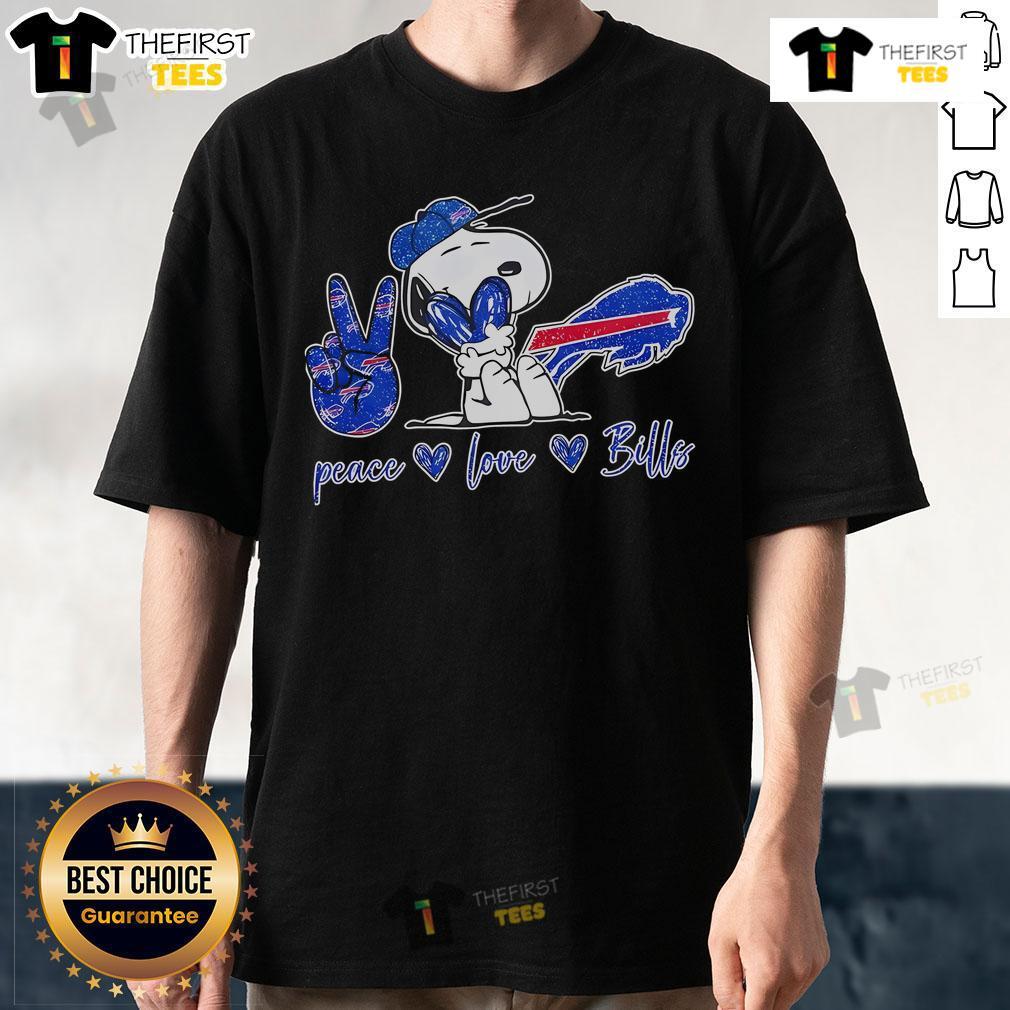Top Buffalo Bills Peanuts Peace Love Bills T-Shirt