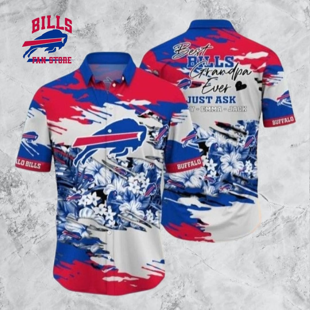 Best Bill Grandpa Ever Custom Name NFL Buffalo Bills Hawaiian Shirt