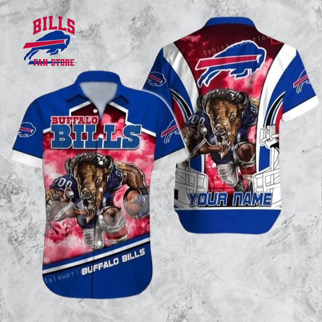 Buffalo Bills Hawaiian Shirt NFL Football 3D Print Custom Name Hawaiian Shirt