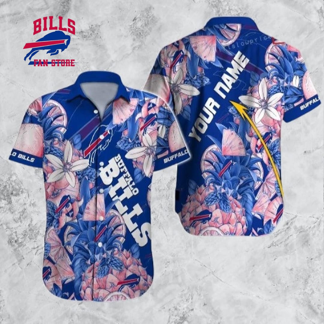 Buffalo Bills Hawaiian Shirt NFL Football Custom Name Button Up Hawaiian Shirt