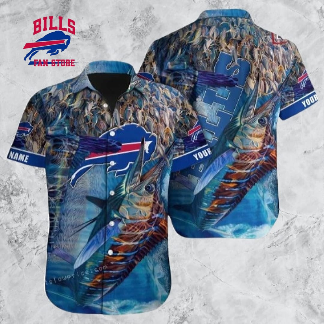 Buffalo Bills Hawaiian Shirt NFL Football Custom Name Button Up Hawaiian Shirt For Mens Womens