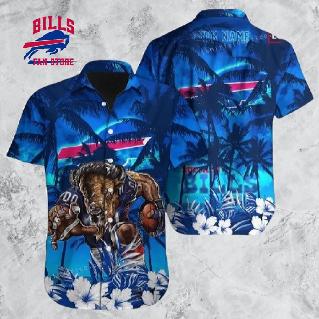 Buffalo Bills Hawaiian Shirt NFL Football Print Custom Name Hawaiian Shirt