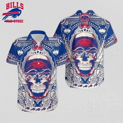 Buffalo Bills Bandana Skull Blue Hawaiian Shirt