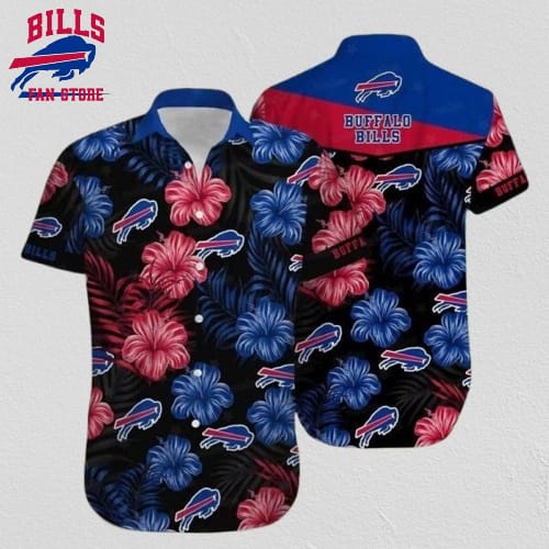 Buffalo Bills Black And Blue Hibiscus Hawaiian Shirt