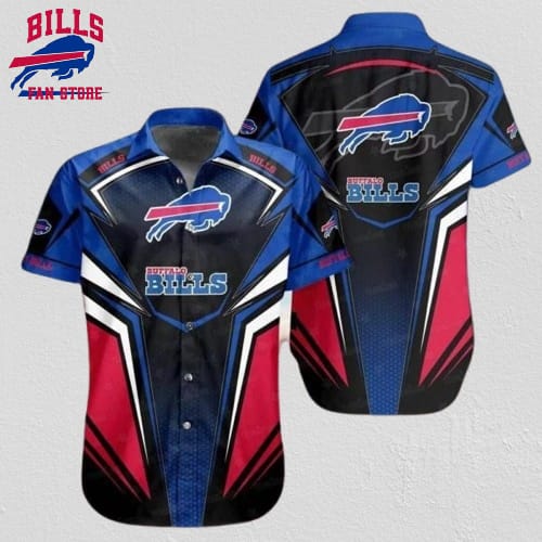 Buffalo Bills Black Red And Blue Geometric Hawaiian Shirt