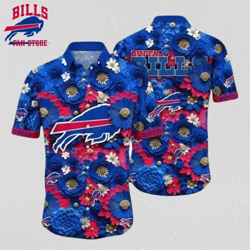 Buffalo Bills Blue And Red Floral Hawaiian Shirt
