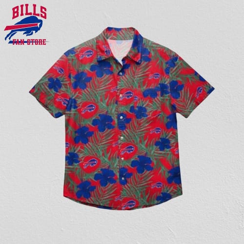Buffalo Bills Blue Hibiscus Palm Leaves Tropical Hawaiian Shirt
