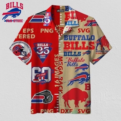 Buffalo Bills Colorblock Baseball Hawaiian Shirt