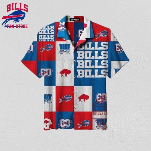 Buffalo Bills Football Logo Collection Plaid Pattern Hawaiian Shirt