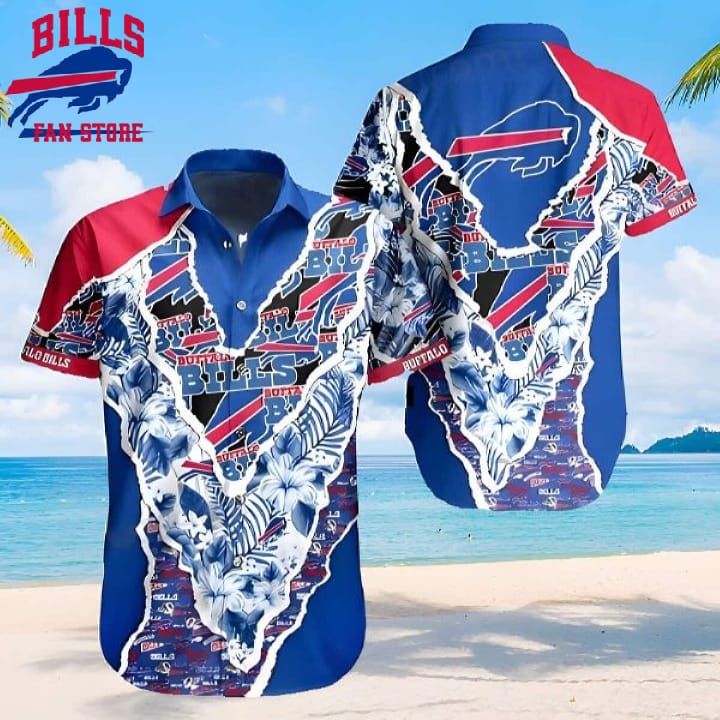 Buffalo Bills Hawaiian Shirt Father’s Day Gift For Beach Lovers, NFL Hawaiian Shirt