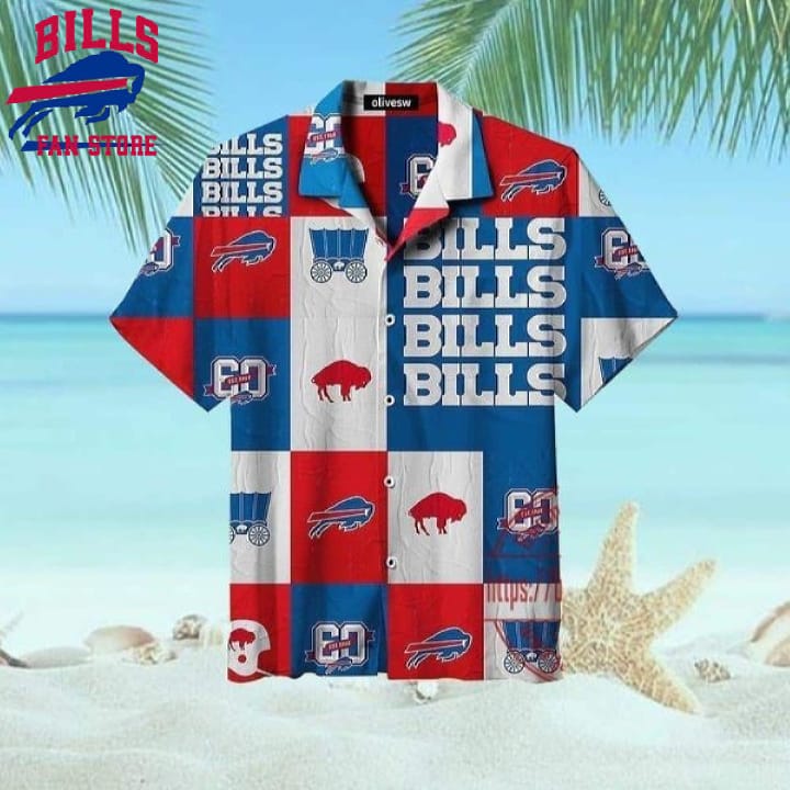 Buffalo Bills Hawaiian Shirt Football Logo Collection Plaid Pattern, NFL Hawaiian Shirt
