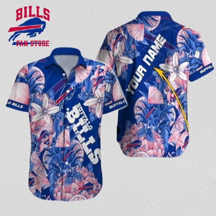 Buffalo Bills Hawaiian Shirt NFL Football Custom Name Button Up Hawaiian Shirt