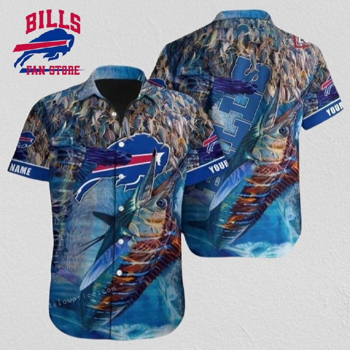 Buffalo Bills Hawaiian Shirt NFL Football Custom Name Button Up Hawaiian Shirt For Mens Womens