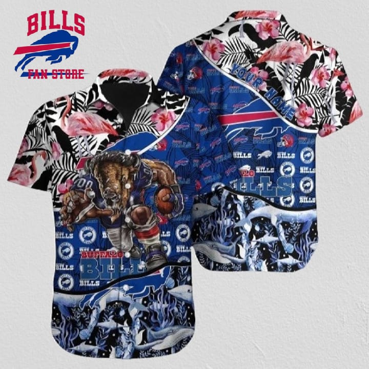 Buffalo Bills Hawaiian Shirt NFL Football Print Custom Name Hawaiian Shirt Outfit
