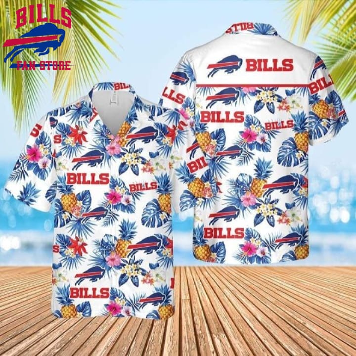 Buffalo Bills Hawaiian Shirt Pineapple Pattern Summer Beach Gift, NFL Hawaiian Shirt