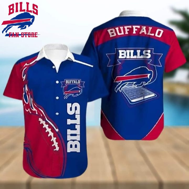 Buffalo Bills Hawaiian Shirt Red Blue Fire Rugby, NFL Hawaiian Shirt