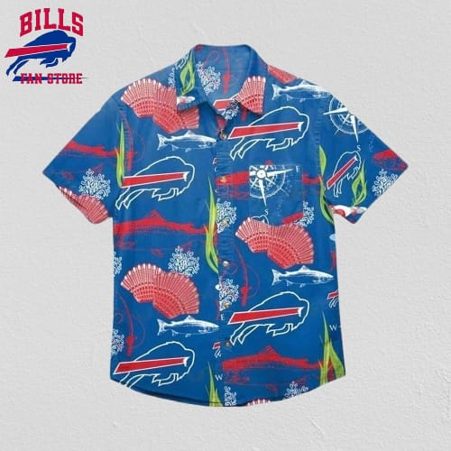Buffalo Bills Hawaiian Shirt Scallops Coral Fish Pattern