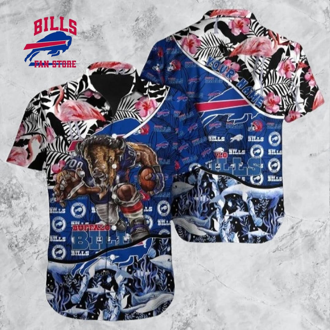 Buffalo Bills Hawaiian Shirt NFL Football Print Custom Name Hawaiian Shirt Outfit