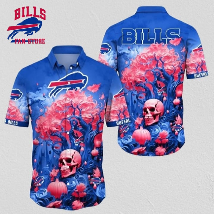 NFL Buffalo Bills Halloween Skull Pumpkin Hawaiian Shirt