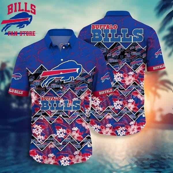 NFL Buffalo Bills Hawaiian Shirt Tropical Flower Pattern Beach Gift For Friend, NFL Hawaiian Shirt