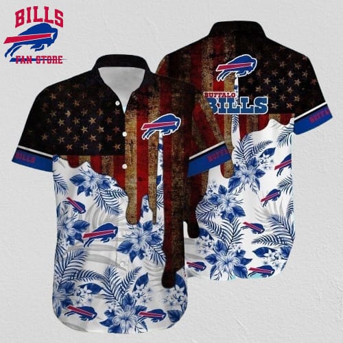 Nfl Buffalo Bills Hawaiian Shirt Vintage Us Flag Beach Gift For Friend
